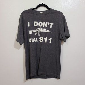 Amazon Men's I Don't Dial 911 Gray Crewneck Graphic T-shirt Size Medium